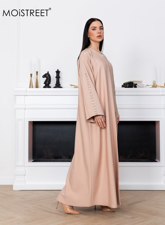 MOiSTREET Victoria Satin Embroidery Abaya (8773587894499)