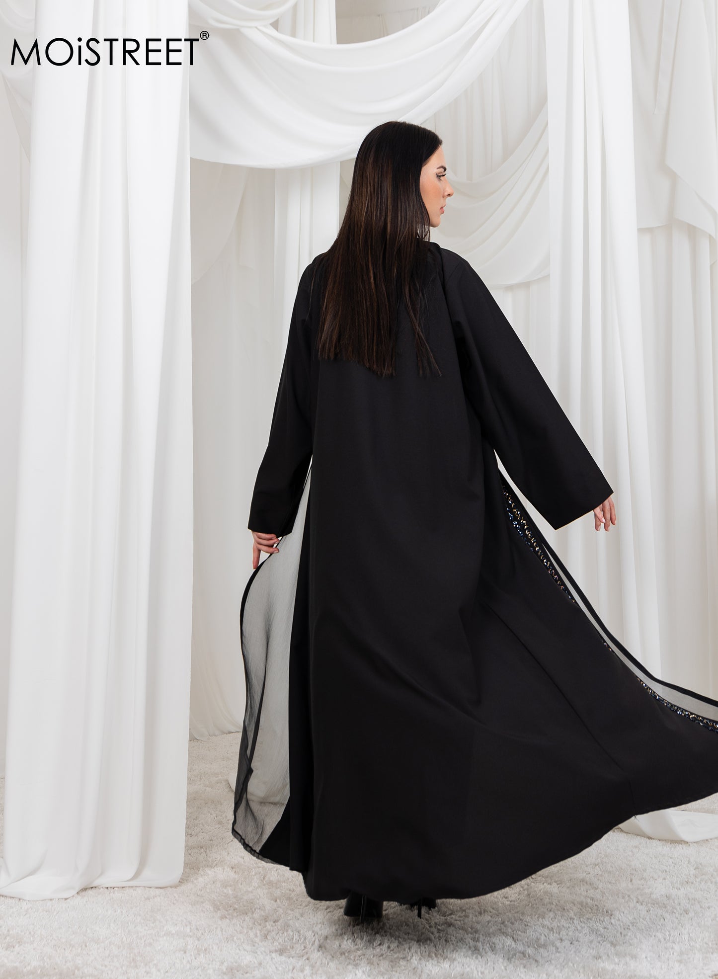 MOiSTREET Organza Embroidery Abaya (8773460787427)