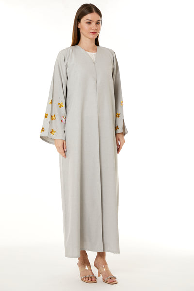 Copy of Grey Melange Embroidered Abaya (8105247703267)