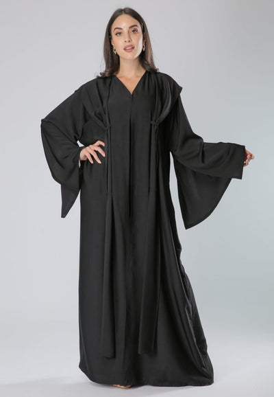 Bell Sleeves Knotted Layer Abaya (6701400490168)
