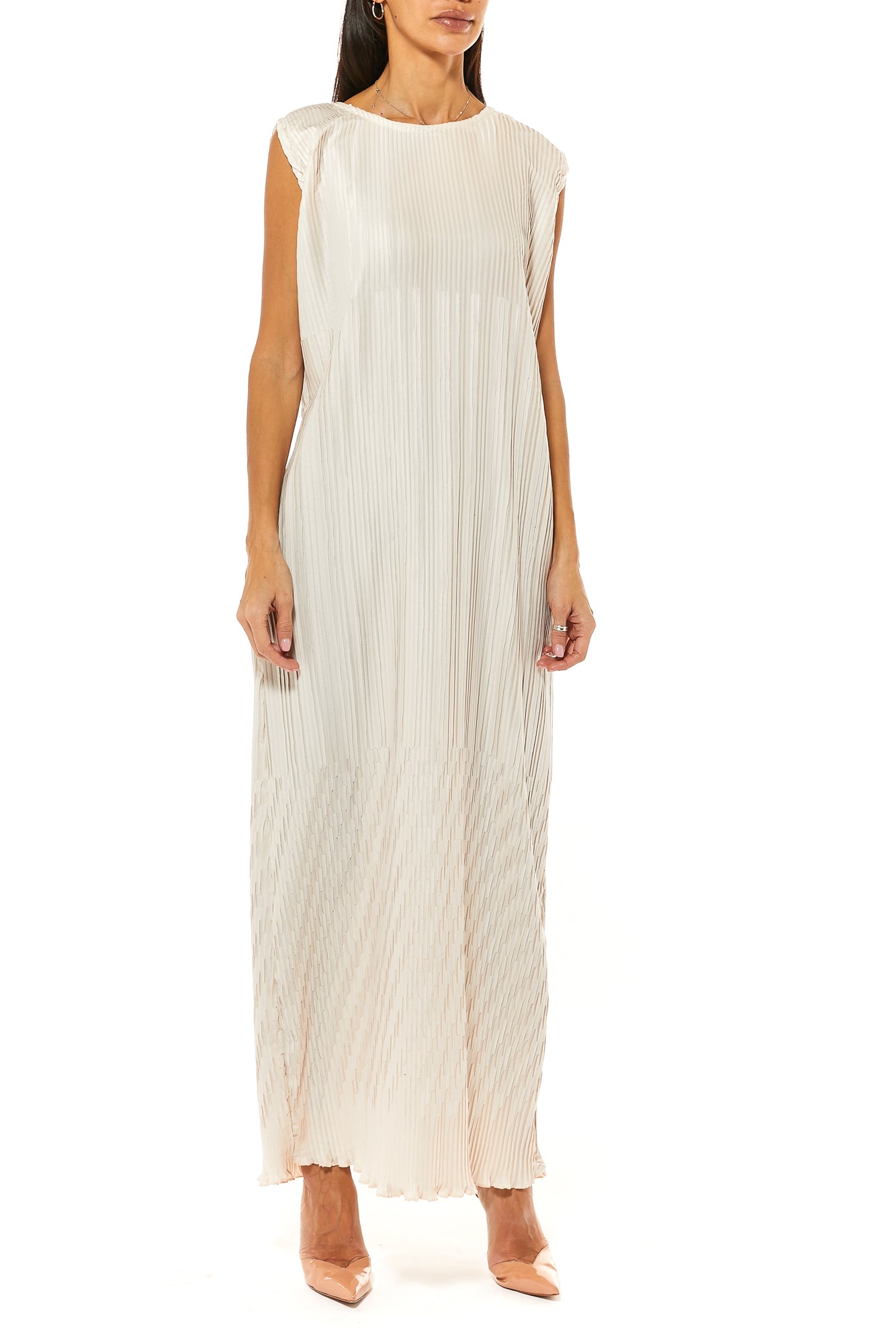 Cream Pleated Under Dress
