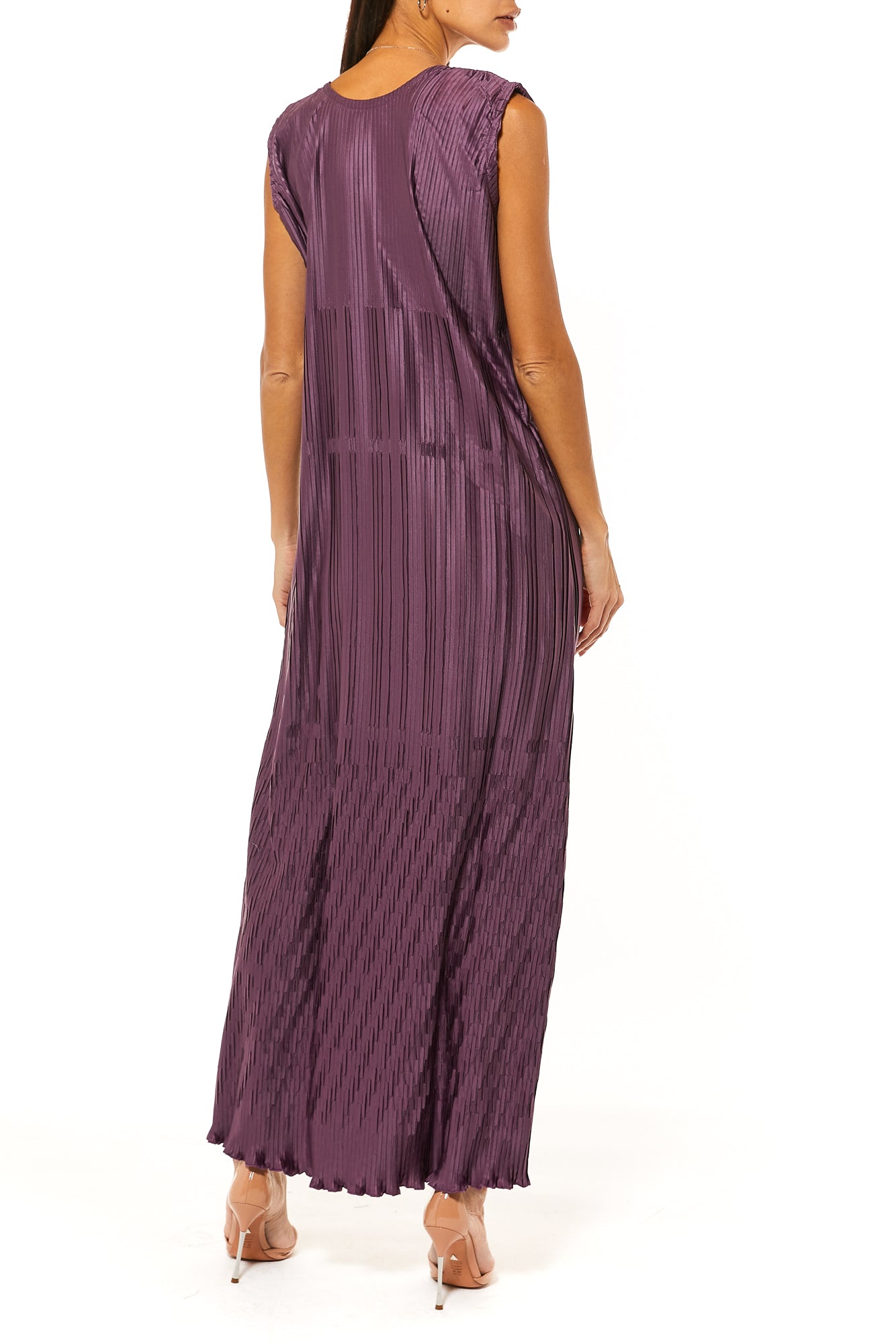 MOiSTREET Maroon Pleated Under Dress (7482545570019)