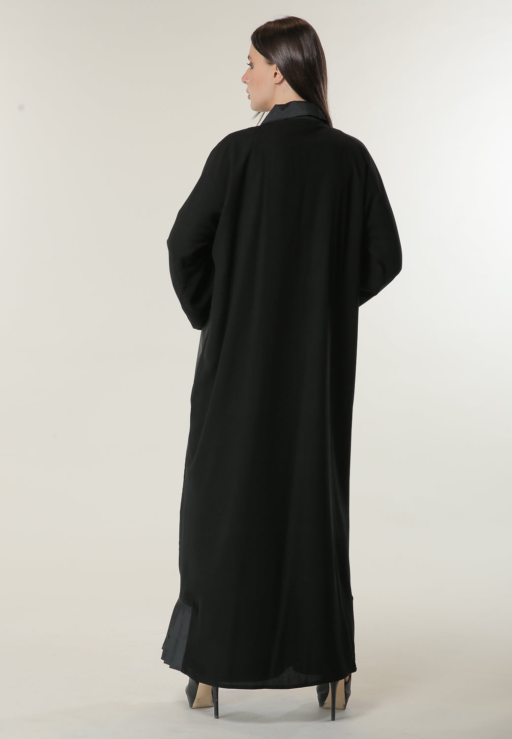 MOiSTREET Black Abaya with handwork and Pleated Tafta Hem (6701409173688)