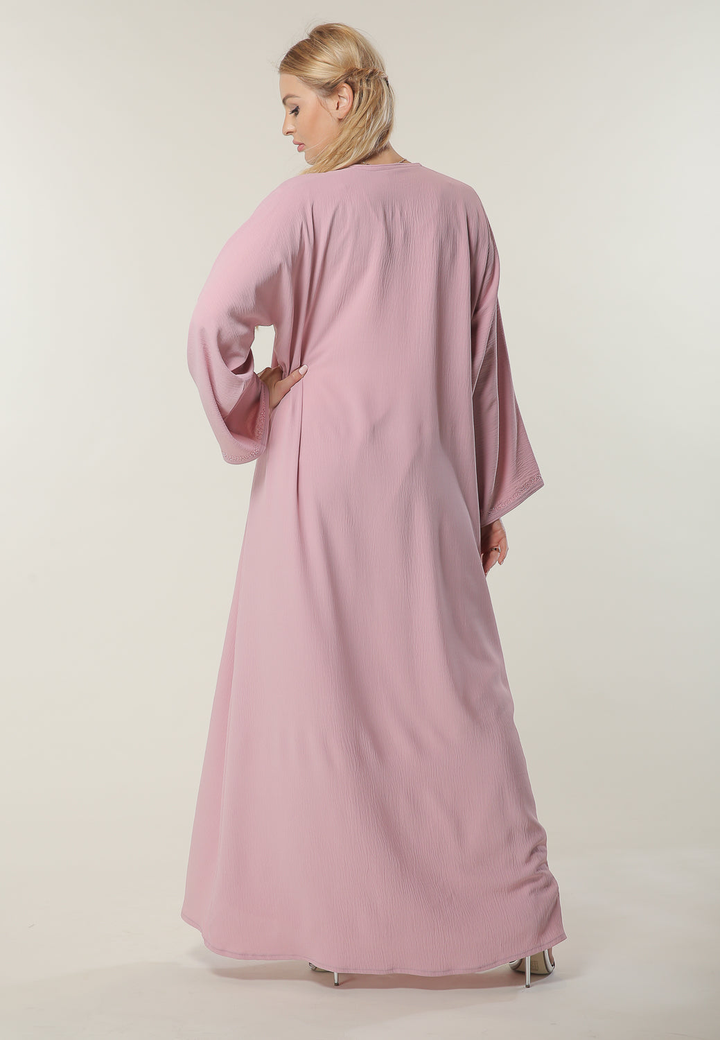 MOiSTREET Pink Hand Embroidered Abaya (6701411958968)