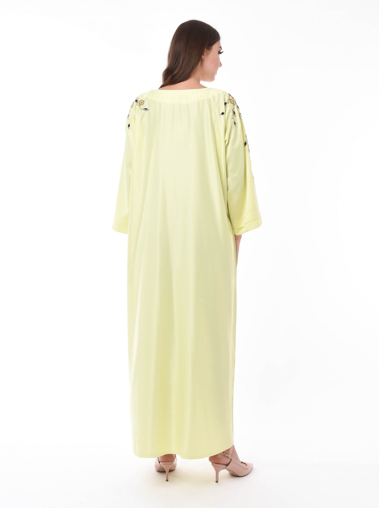 MOiSTREET Yellow Kaftan with Decorative Hand Embroidery (6701407011000)