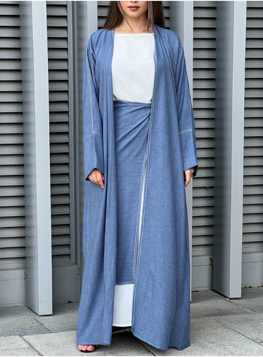 MOiSTREET Blue Louise Crepe Abaya Set (8672170115299)