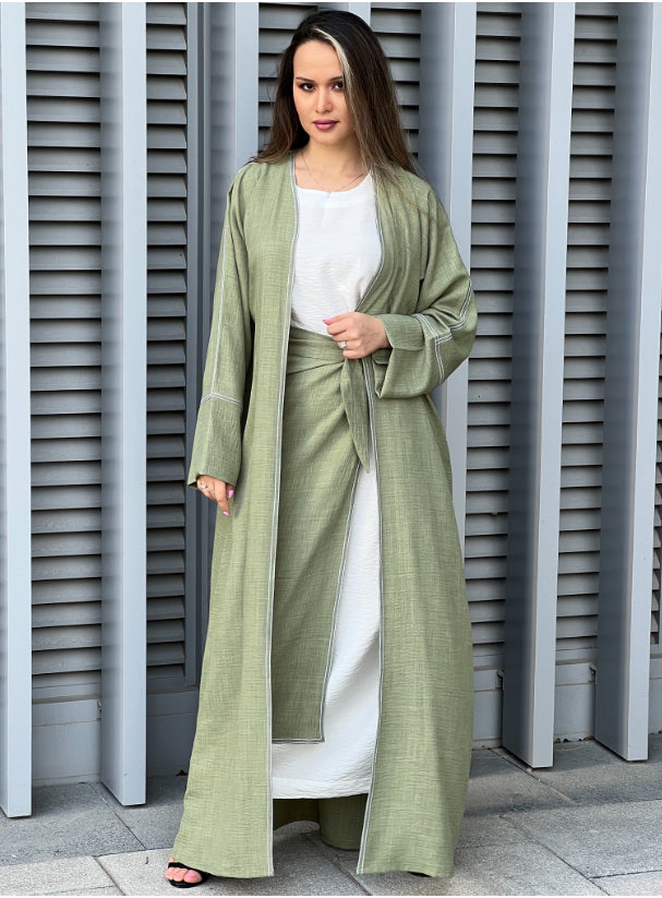 MOiSTREET Green Louise Crepe Abaya Set (8672154157283)