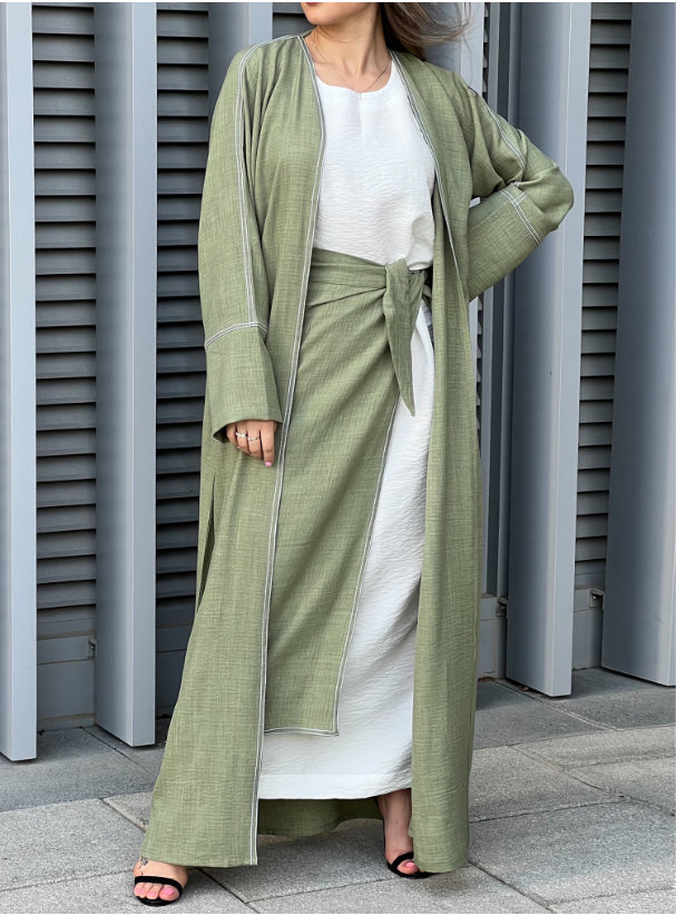 MOiSTREET Green Louise Crepe Abaya Set (8672154157283)