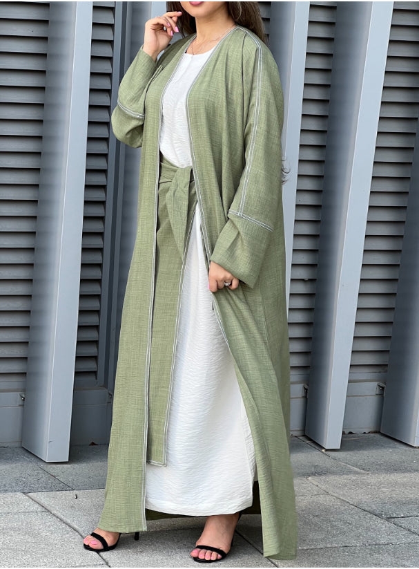 MOiSTREET Green Louise Crepe Abaya Set (8672154157283)