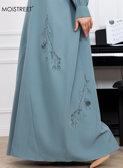 MOiSTREET Barbie Crepe Embroidery Abaya (8773545197795)
