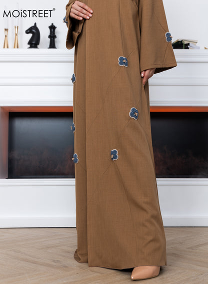 MOiSTREET Melange Embroidery Abaya (8773550964963)