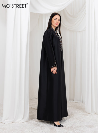MOiSTREET Bridal Satin Embriodred  Abaya (8773396922595)