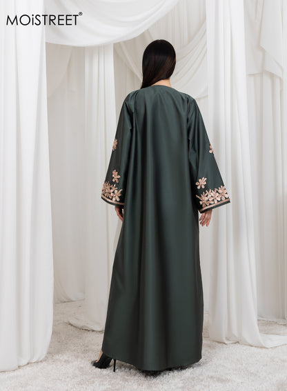 MOiSTREET Victoria Satin Embroidery Abaya (8773472813283)