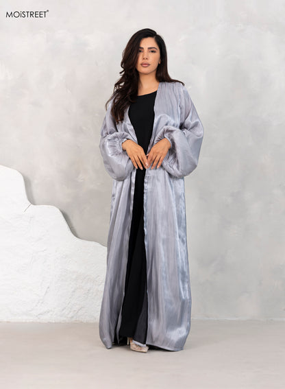 MOiSTREET Organza Rotana Shimmer abaya Set (8841292841187)