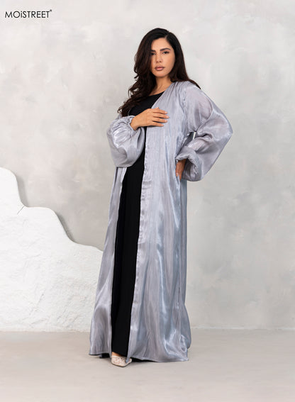 MOiSTREET Organza Rotana Shimmer abaya Set (8841292841187)