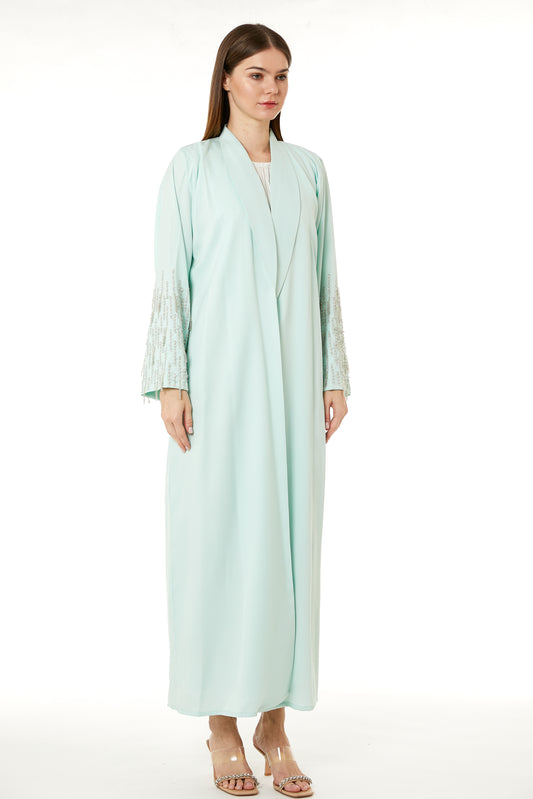 Copy of Grey Korean Nida Hand Embellished Abaya (8102829424867)