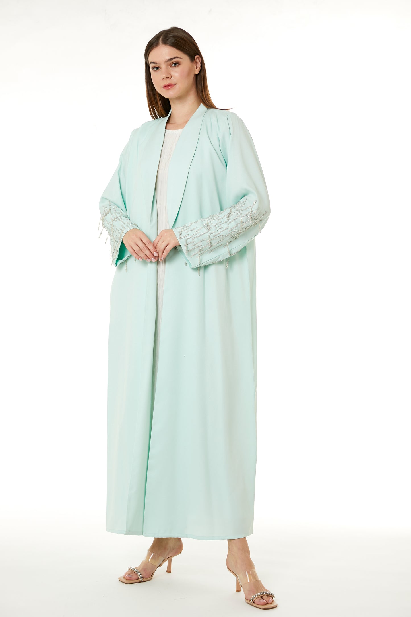 Copy of Grey Korean Nida Hand Embellished Abaya (8102829424867)