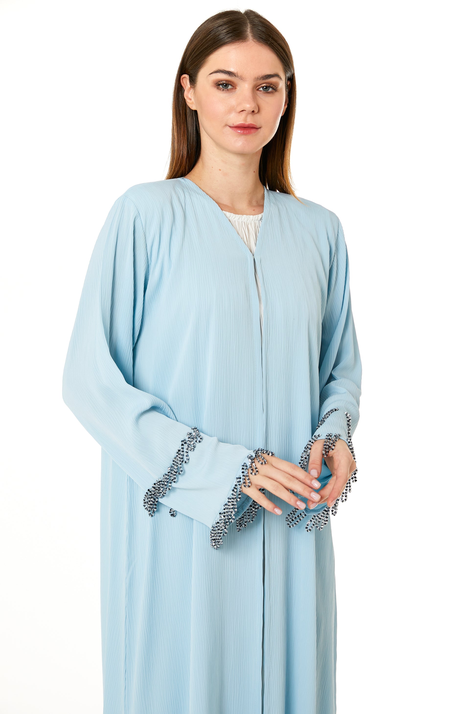 Copy of Blue Melange Hand Embellished Abaya (8102846595299)