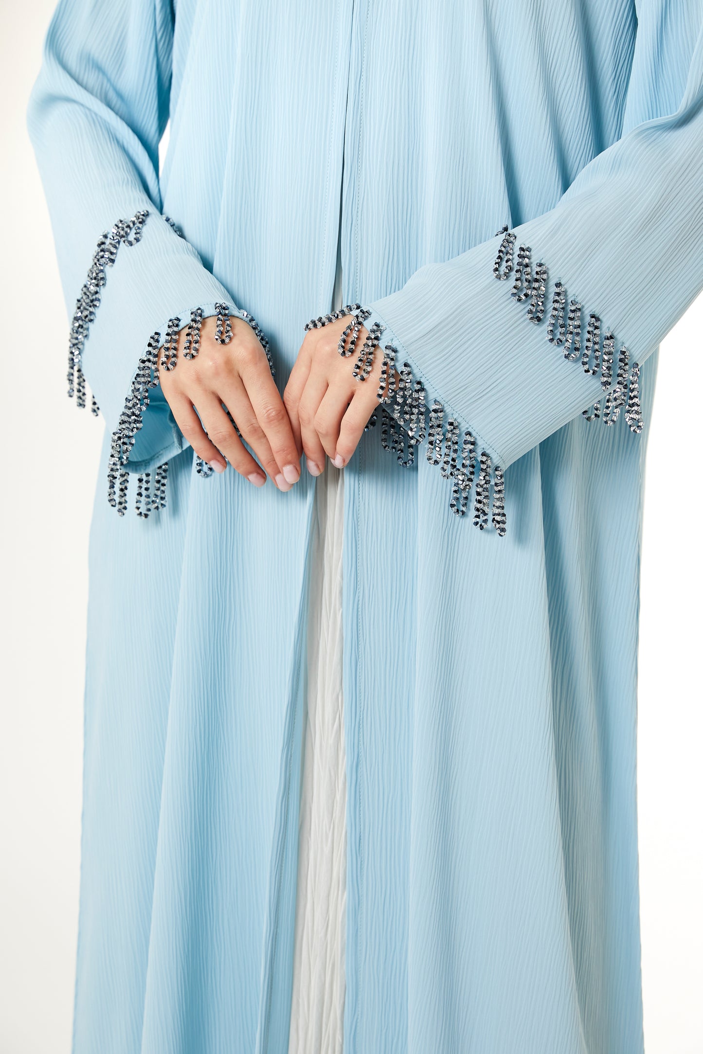 Copy of Blue Melange Hand Embellished Abaya (8102846595299)