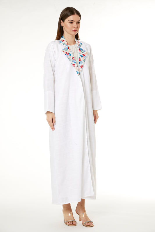 Copy of White Linen Embroidered Abaya (8104581005539)