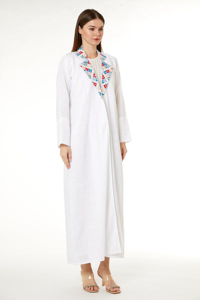 Copy of White Linen Embroidered Abaya (8104581005539)