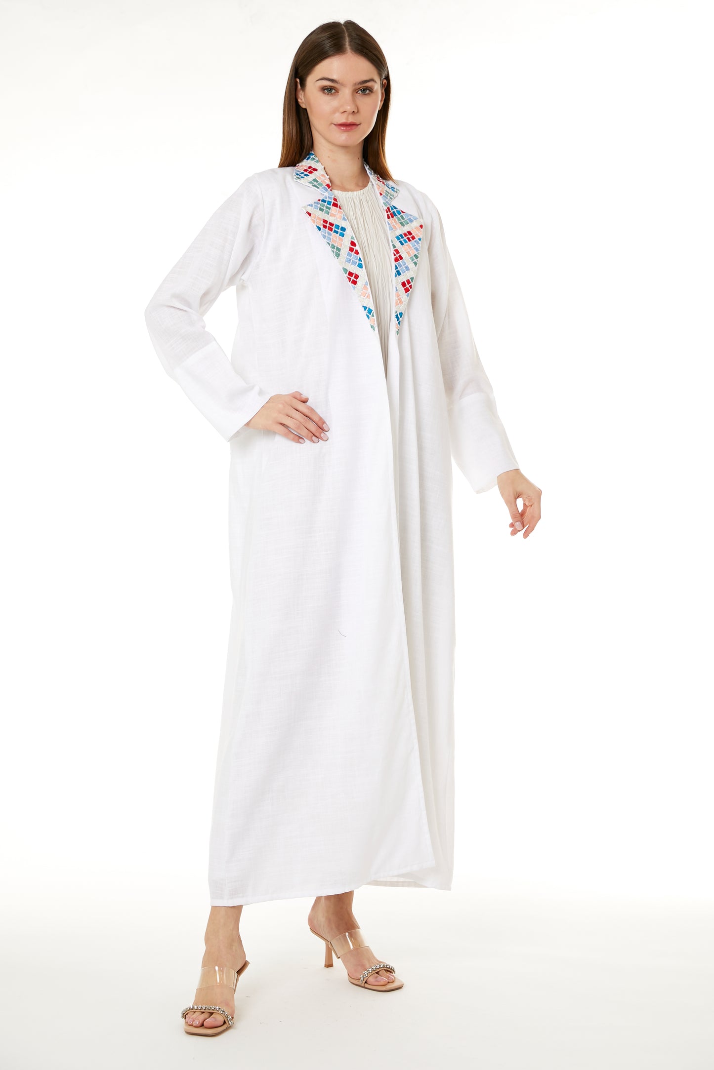 Copy of White Linen Embroidered Abaya (8104581005539)