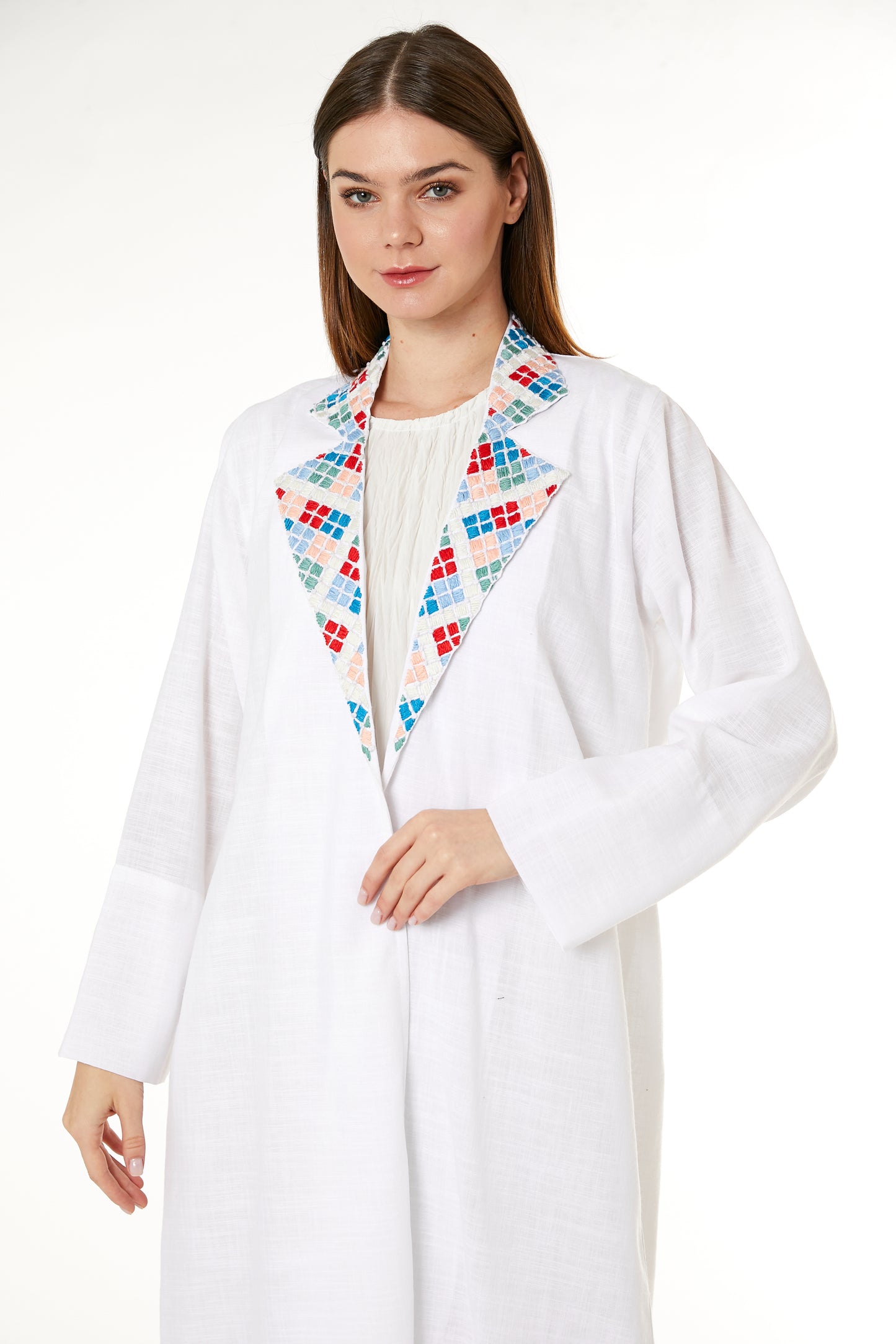 Copy of White Linen Embroidered Abaya (8104581005539)