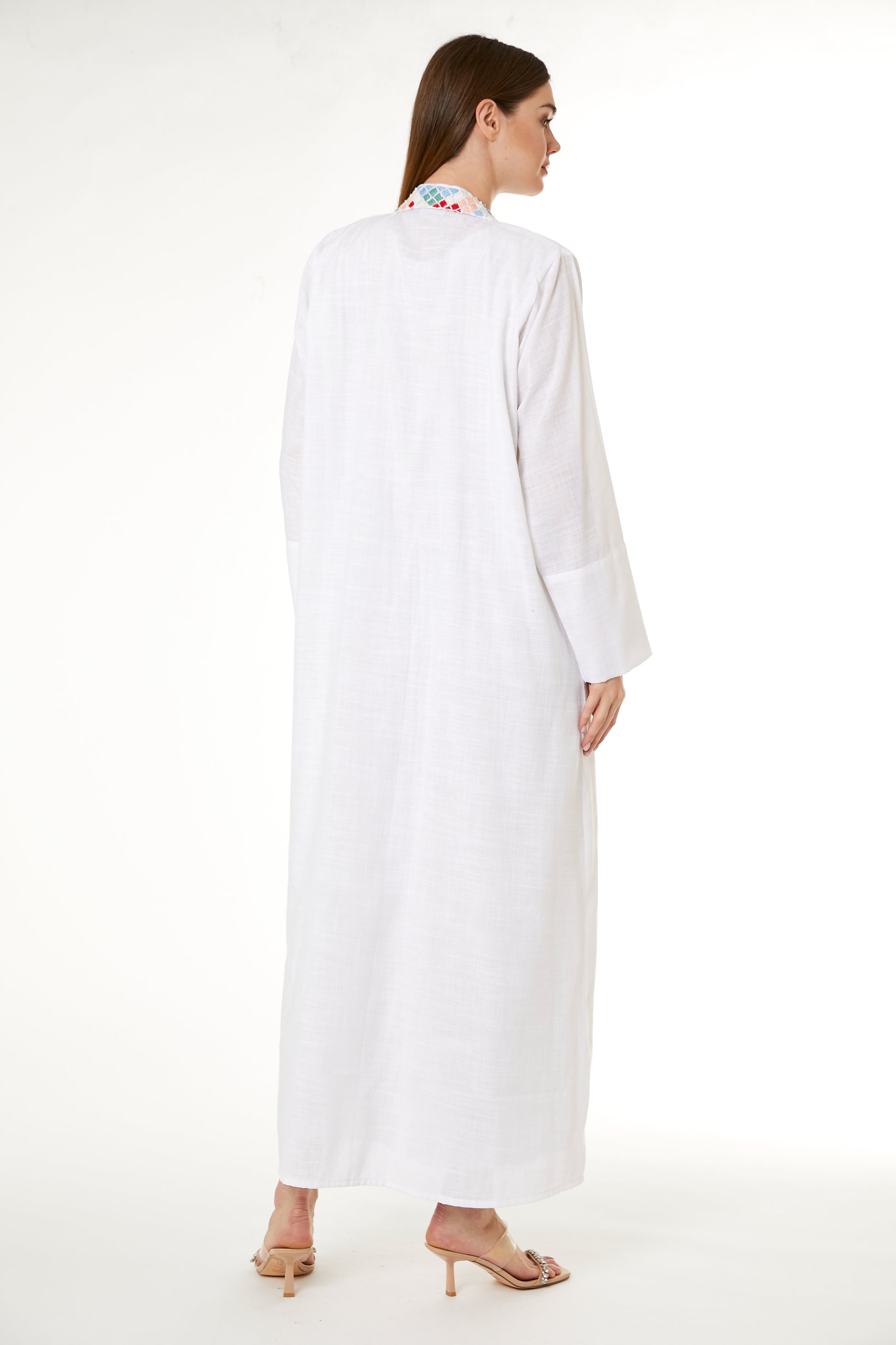 Copy of White Linen Embroidered Abaya (8104581005539)