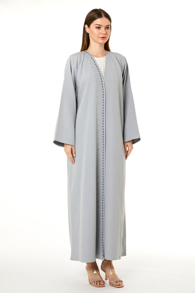 Copy of White Barbie Crepe Embroidered Abaya (8104587985123)