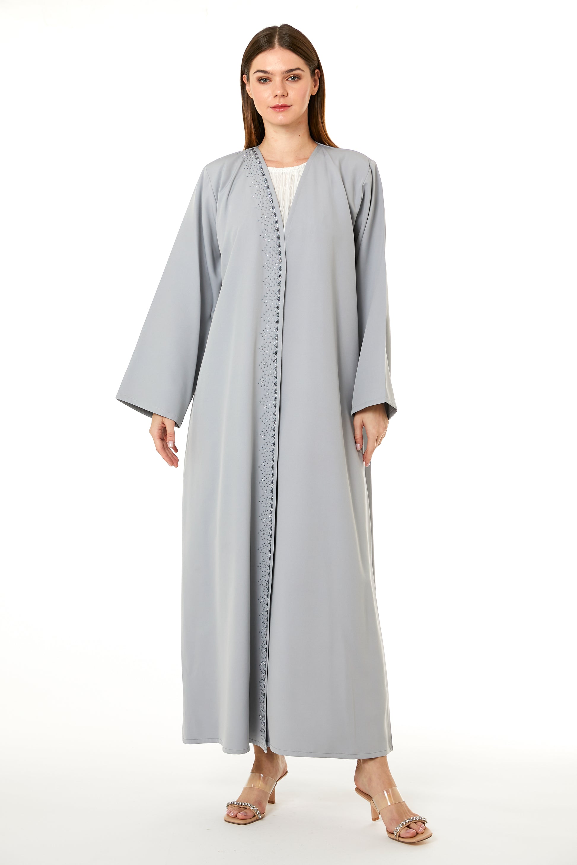 Copy of White Barbie Crepe Embroidered Abaya (8104587985123)