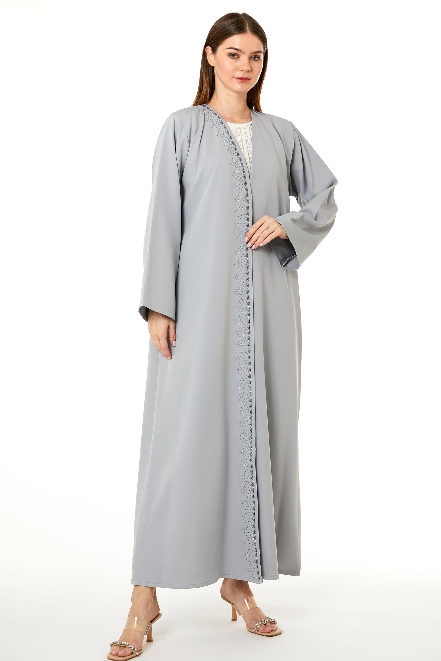 Copy of White Barbie Crepe Embroidered Abaya (8104587985123)