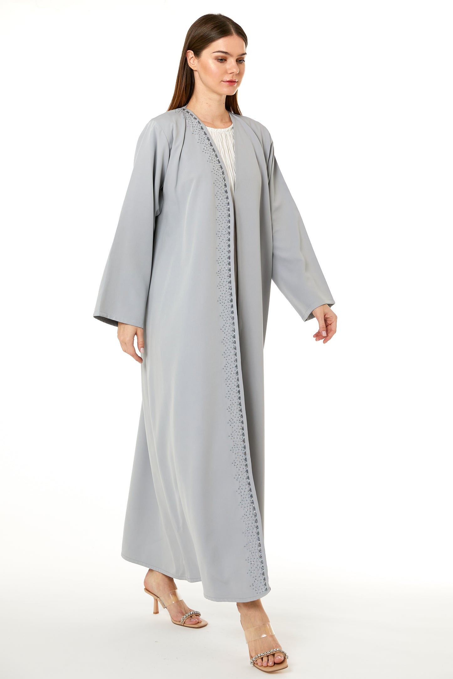 Copy of White Barbie Crepe Embroidered Abaya (8104587985123)