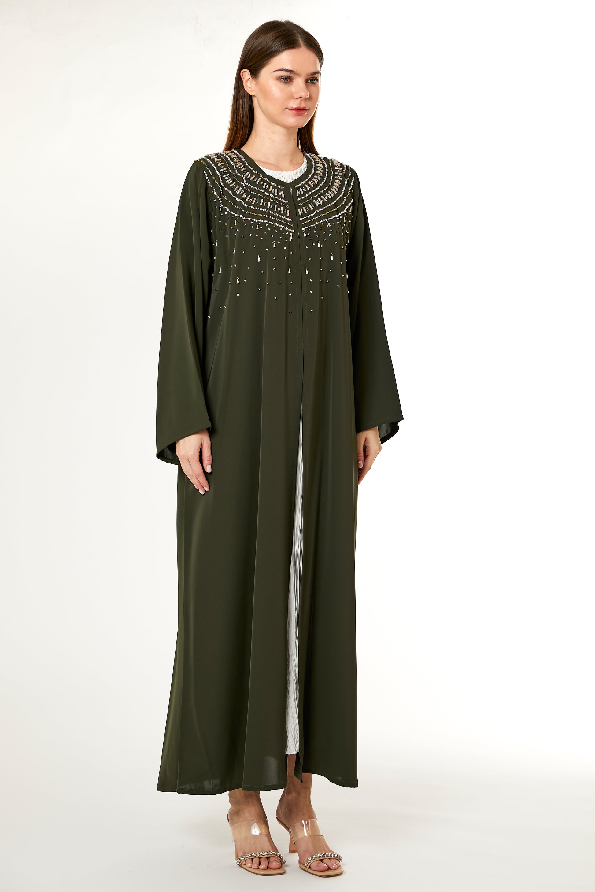 Copy of Brown Korean Nida Hand Embellished Abaya (8105173516515)