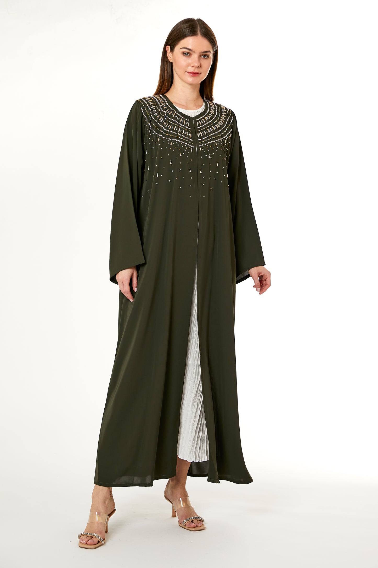 Copy of Brown Korean Nida Hand Embellished Abaya (8105173516515)