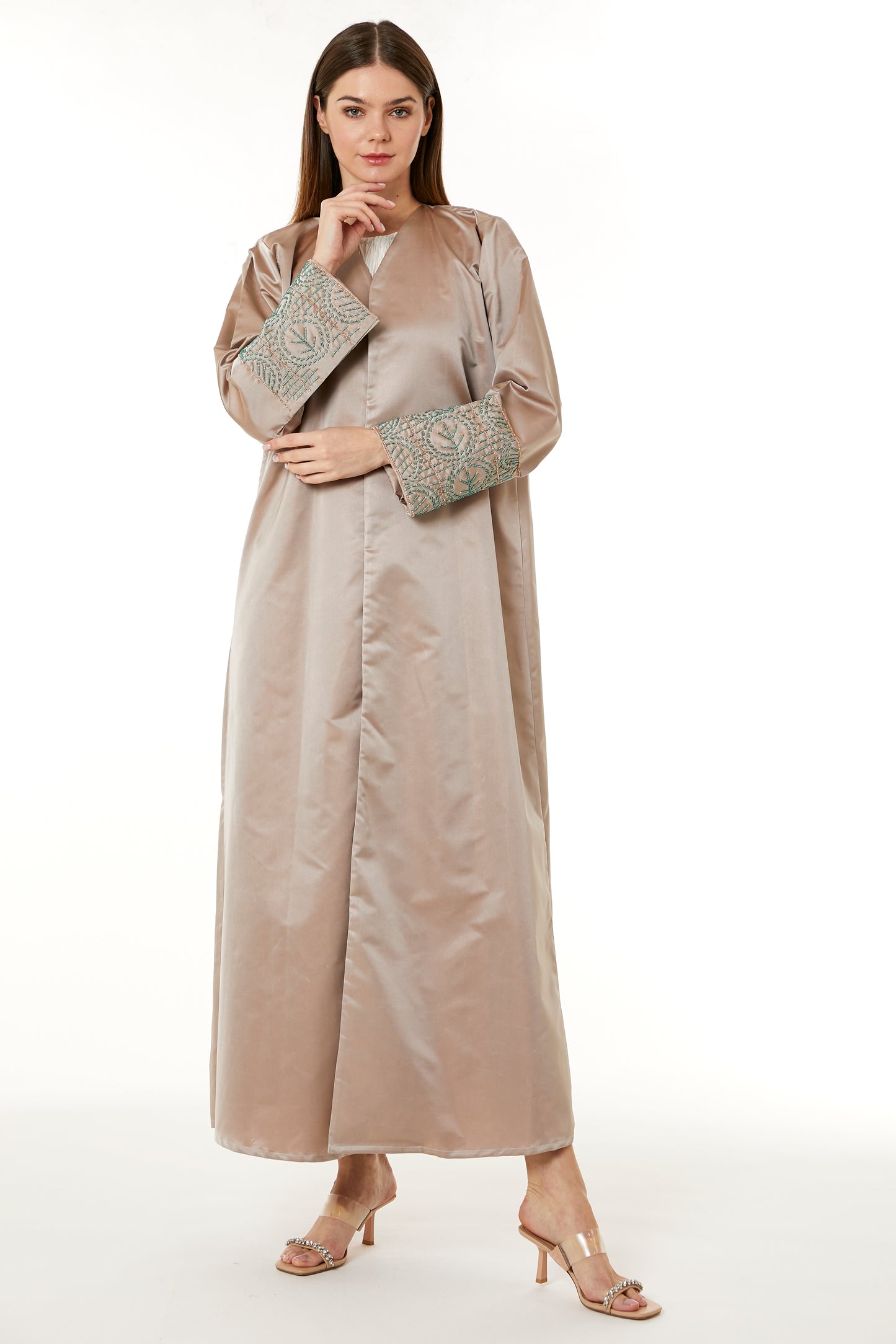 Copy of Dark Green Korean Nida Hand Embellished Abaya (8105174532323)