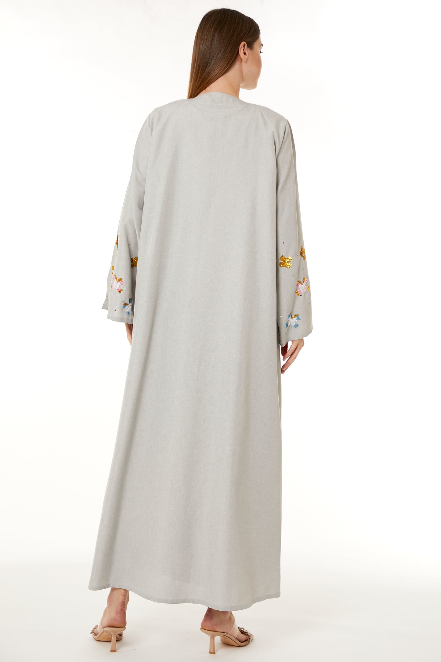 Copy of Grey Melange Embroidered Abaya (8105247703267)