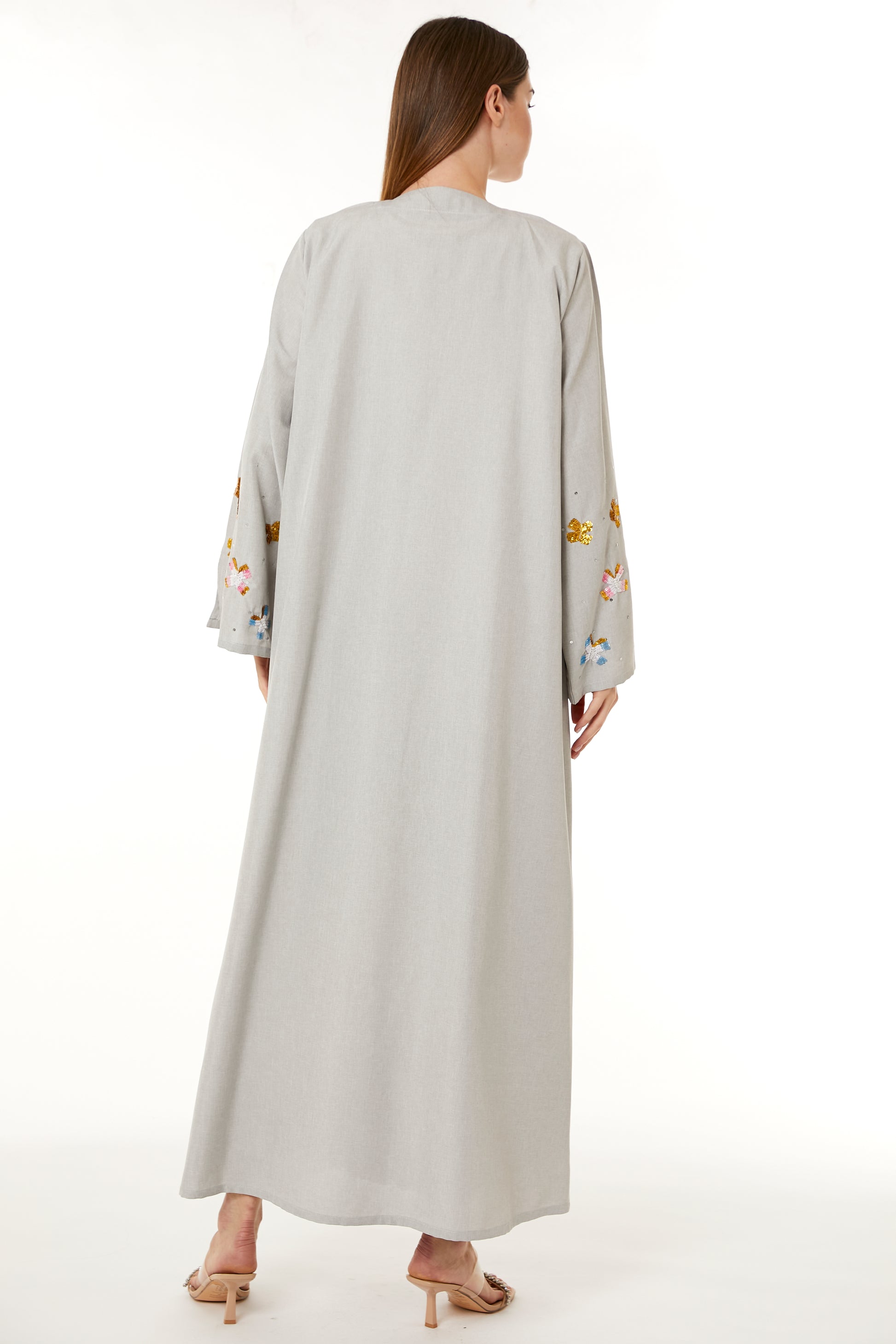 Copy of Grey Melange Embroidered Abaya (8105247703267)