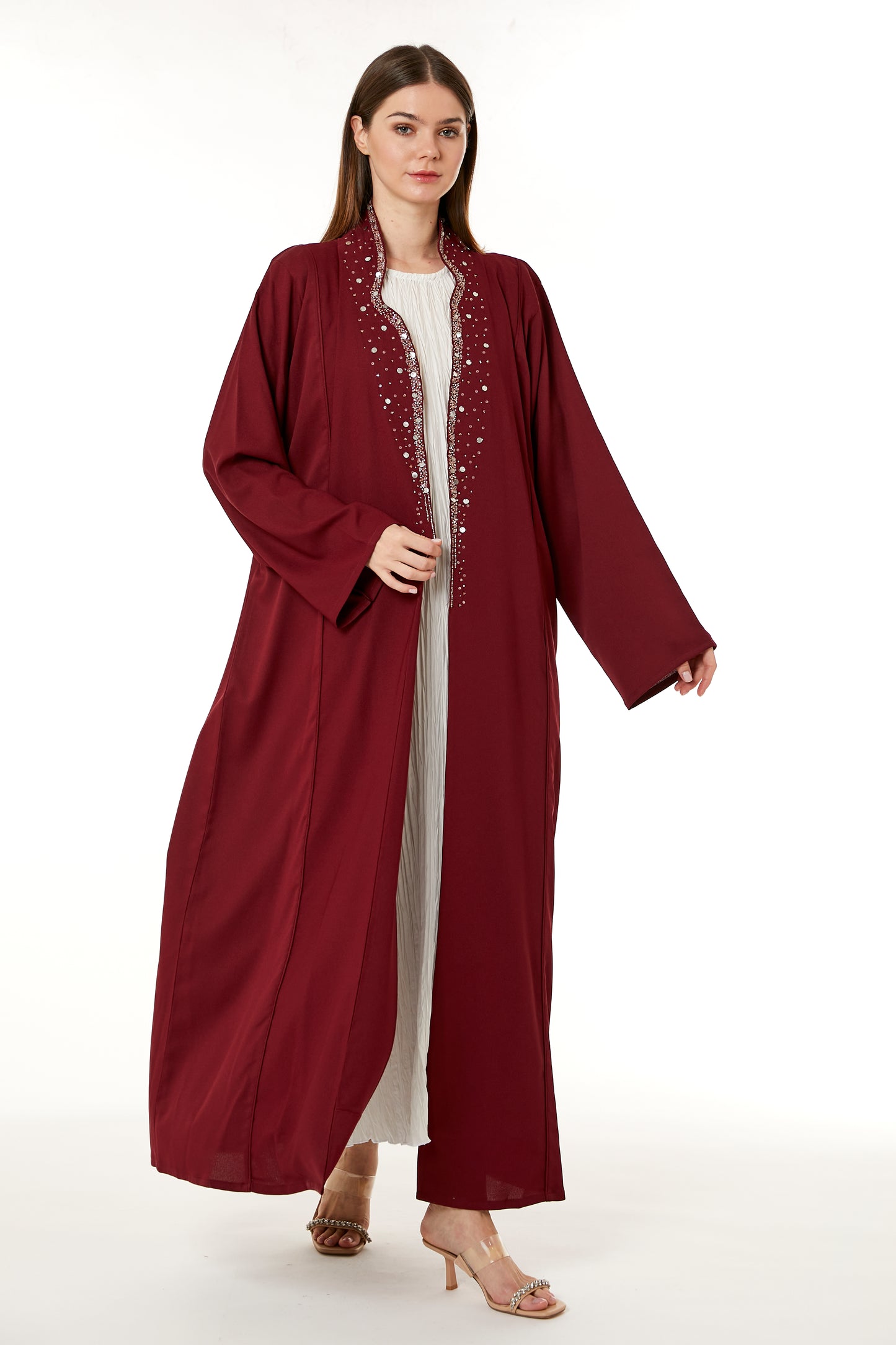 Copy of Grey Melange Embroidered Abaya (8105178661091)