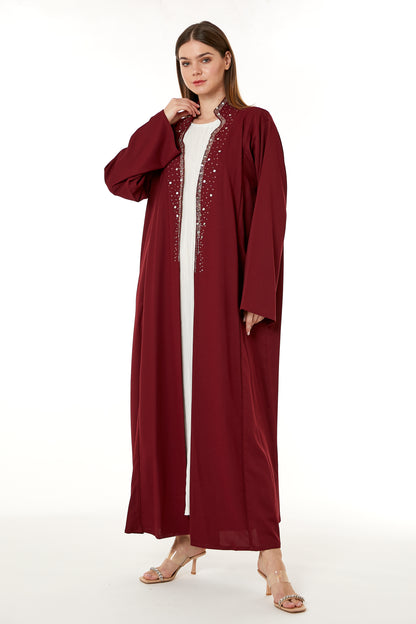 Copy of Grey Melange Embroidered Abaya (8105178661091)