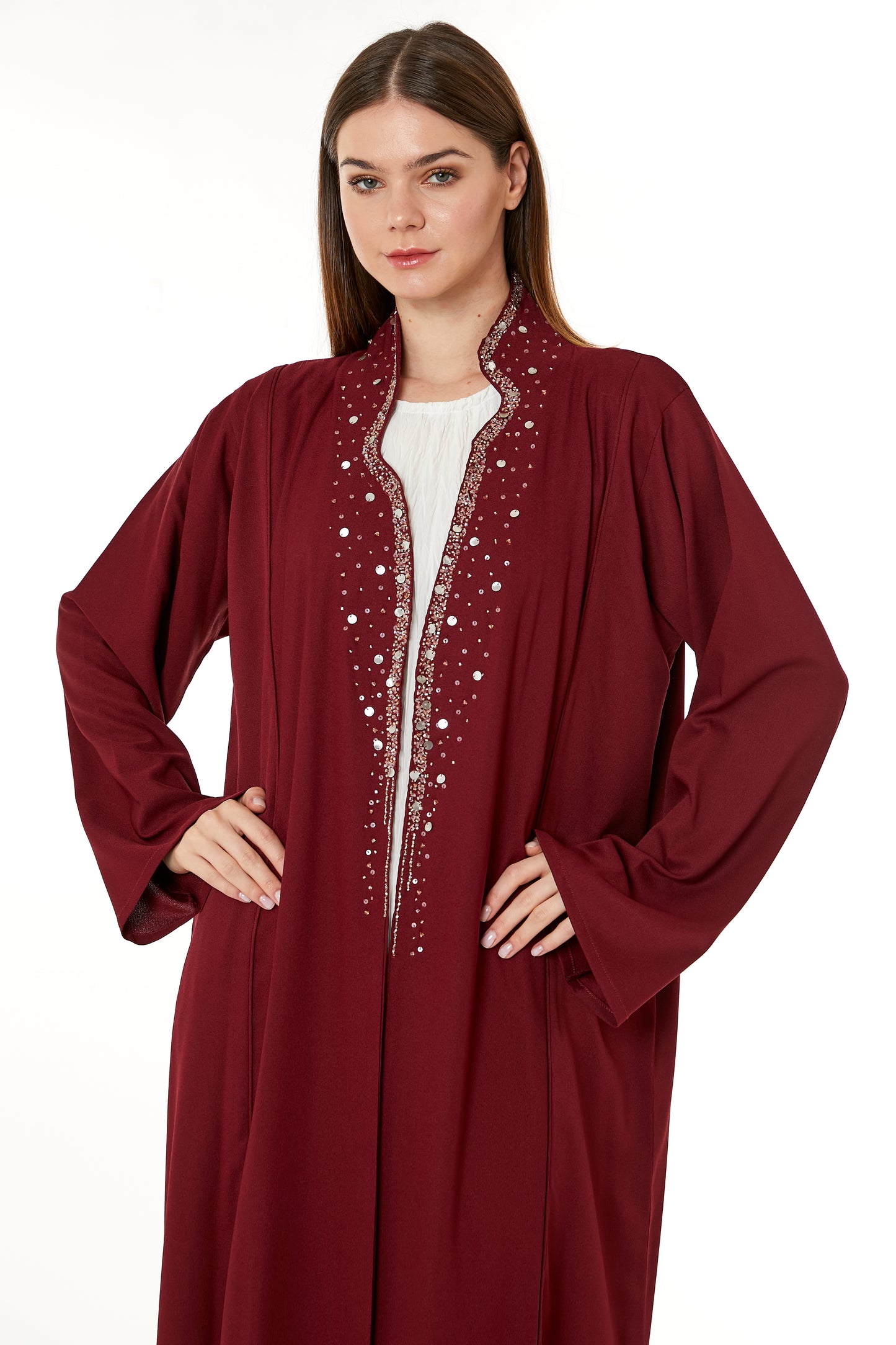 Copy of Grey Melange Embroidered Abaya (8105178661091)