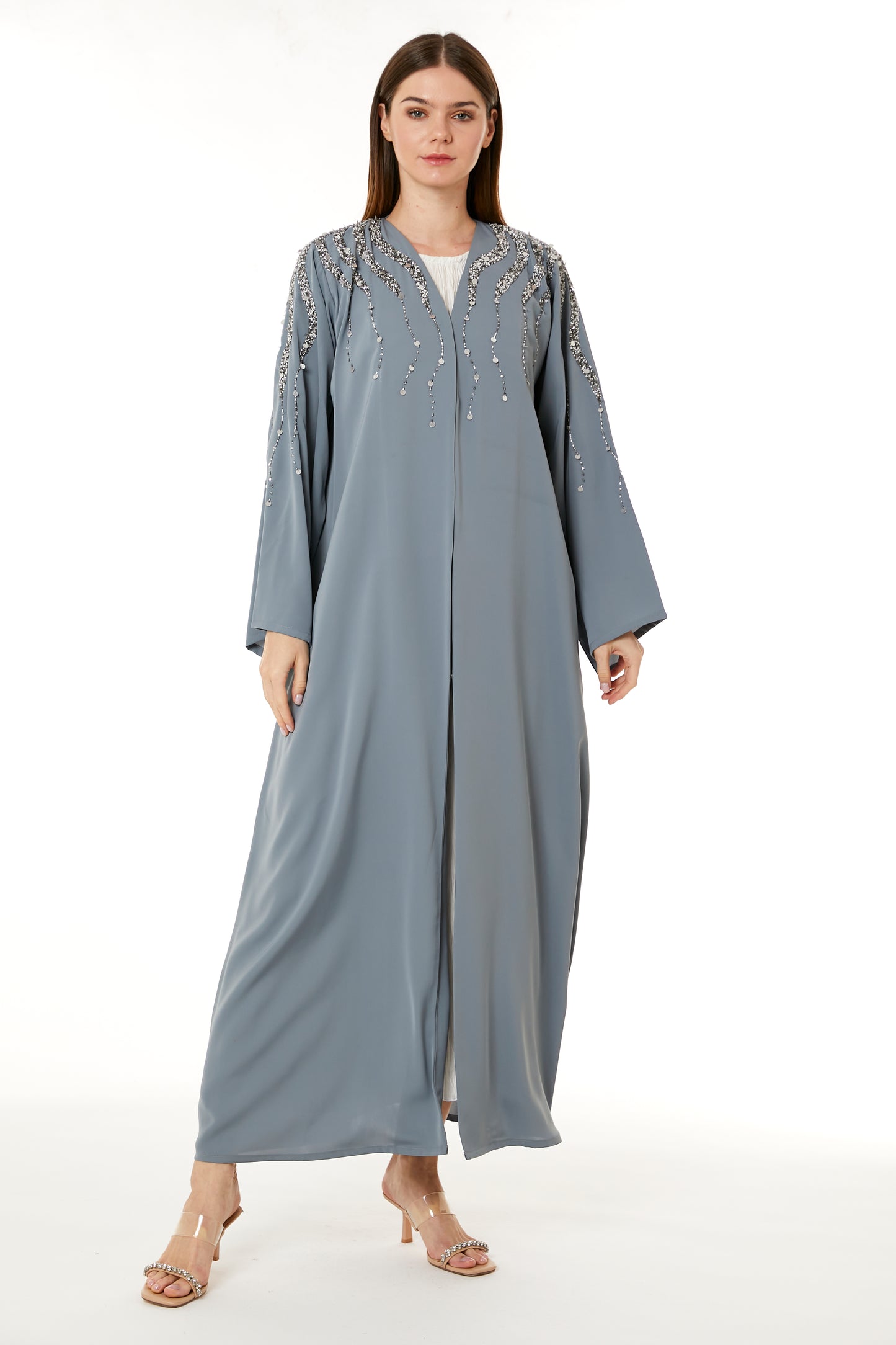 Copy of Light Blue Indonesian Crepe Hand Embellished Abaya (8105182757091)