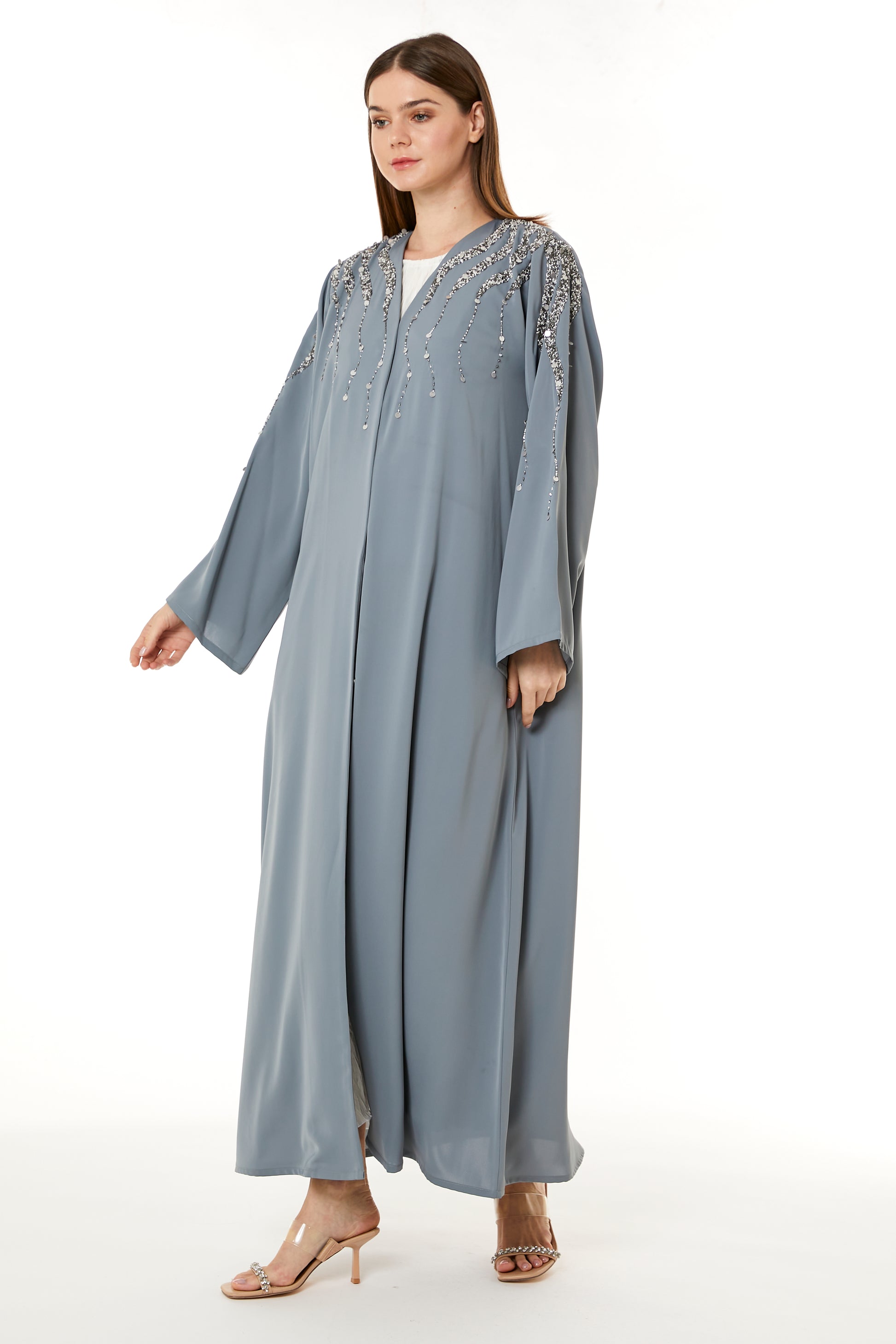 Copy of Light Blue Indonesian Crepe Hand Embellished Abaya (8105182757091)