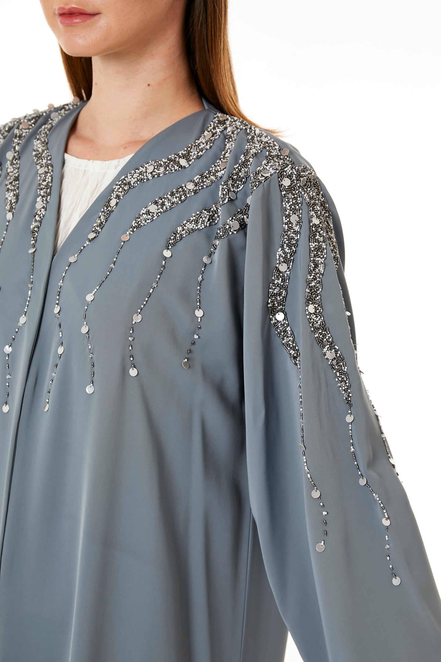 Copy of Light Blue Indonesian Crepe Hand Embellished Abaya (8105182757091)