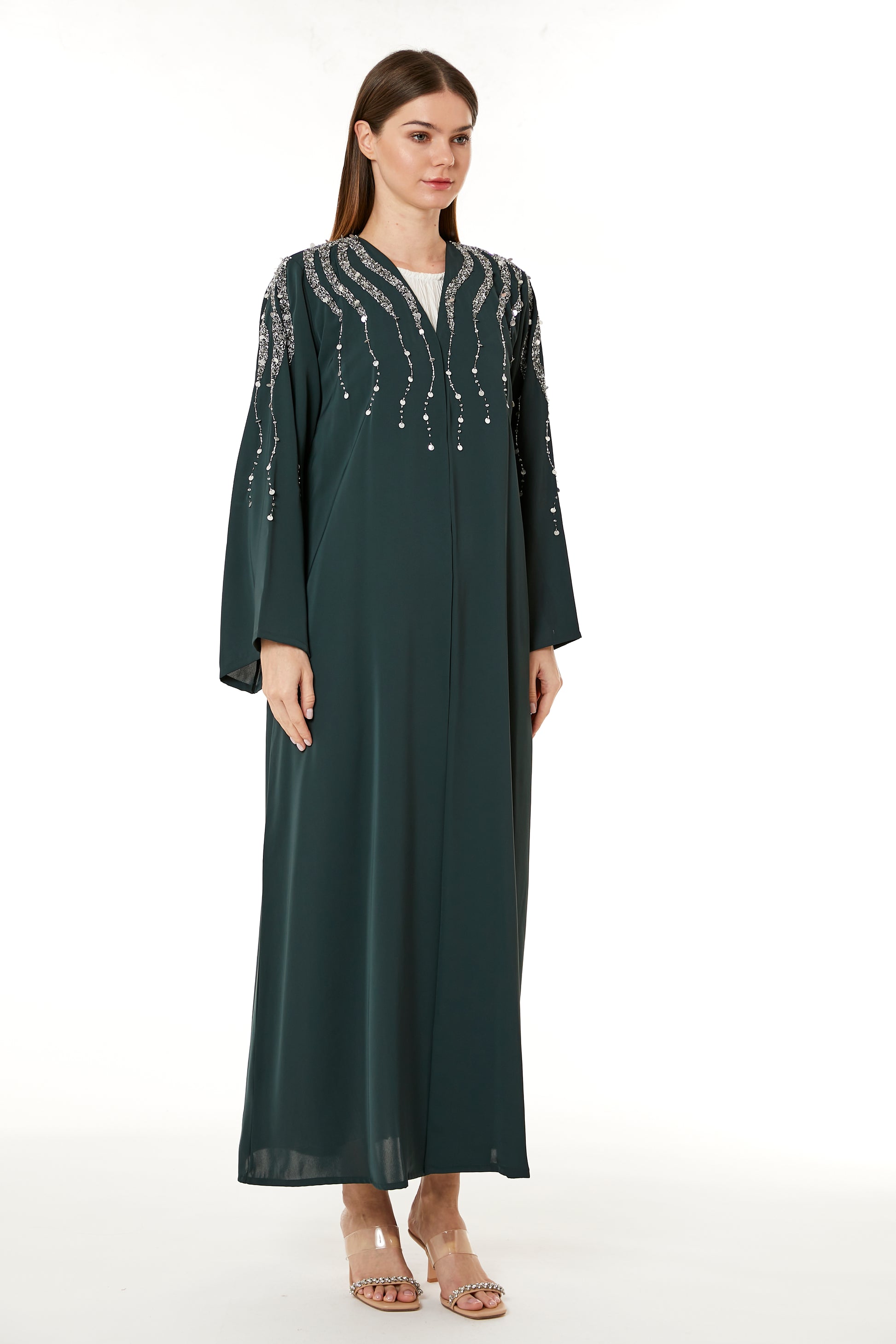 Copy of Grey Korean Nida Hand Embellished Abaya (8105183215843)