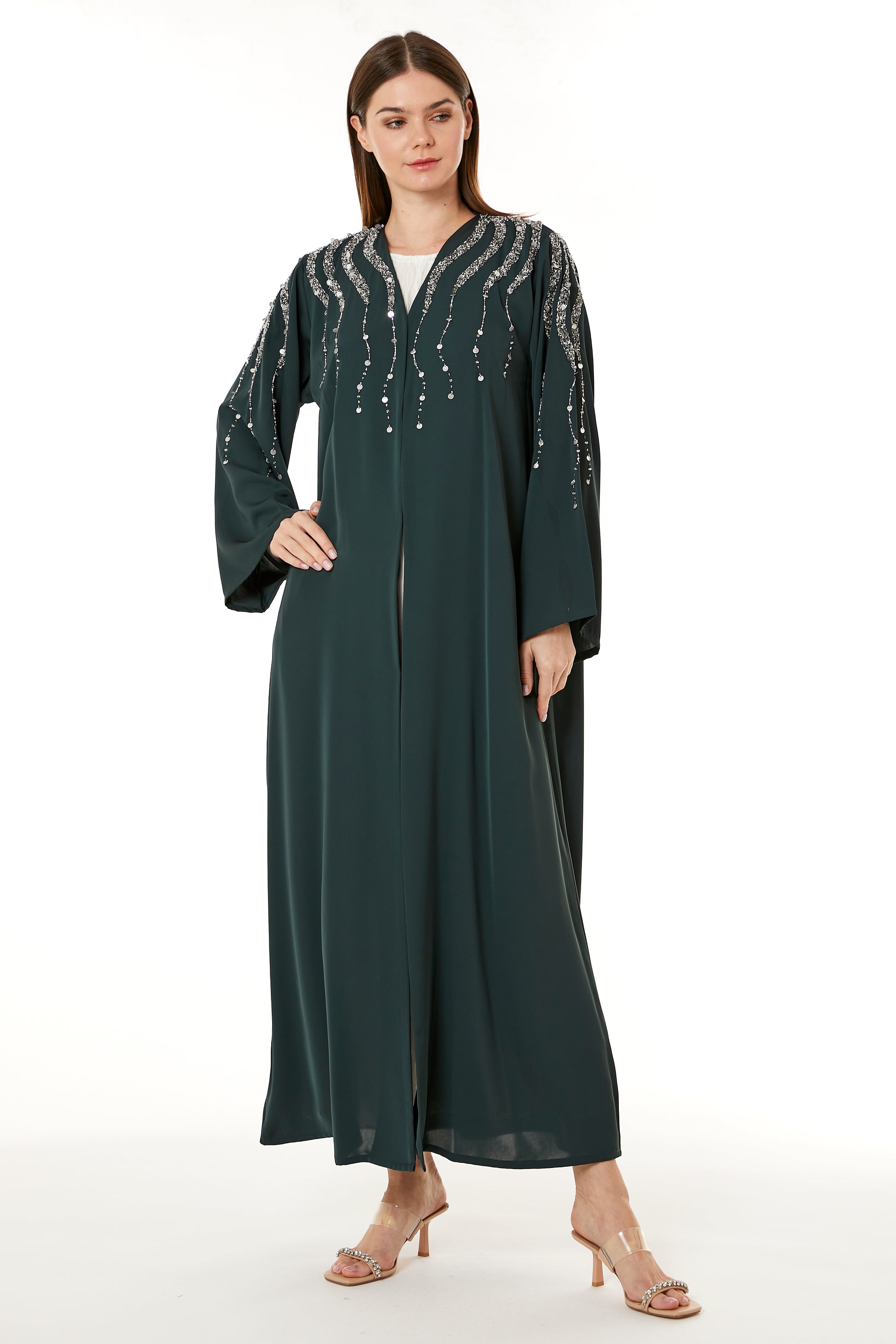 Copy of Grey Korean Nida Hand Embellished Abaya (8105183215843)