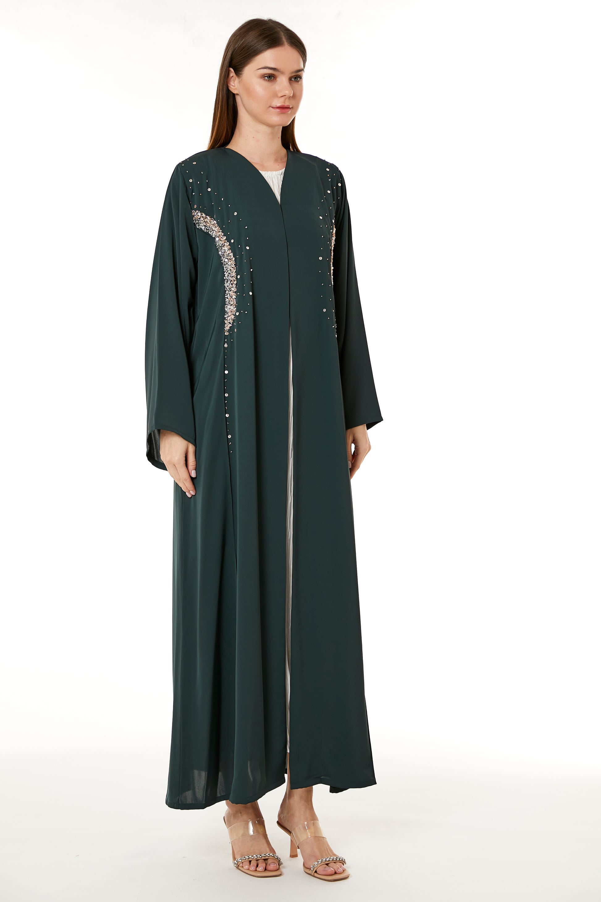 Copy of Dark Green Korean Nida Hand Embellished Abaya (8105227223267)