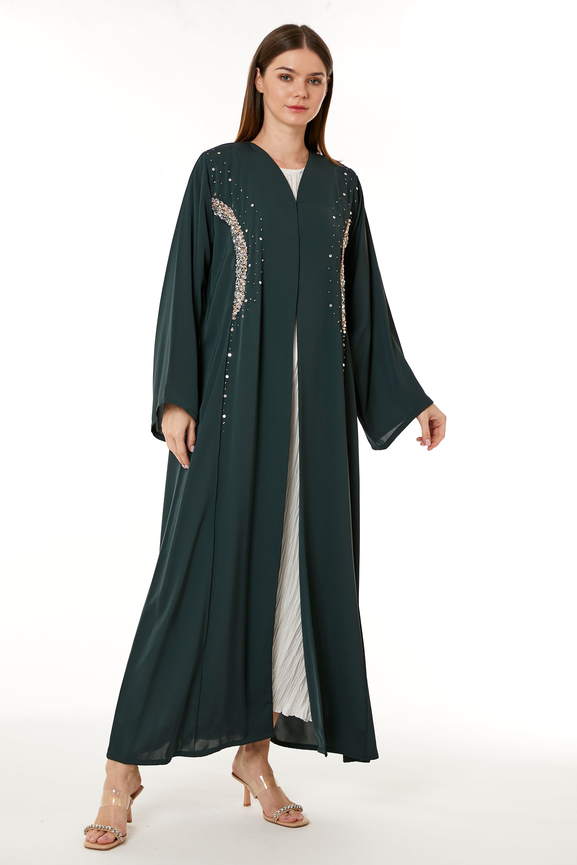 Copy of Dark Green Korean Nida Hand Embellished Abaya (8105227223267)