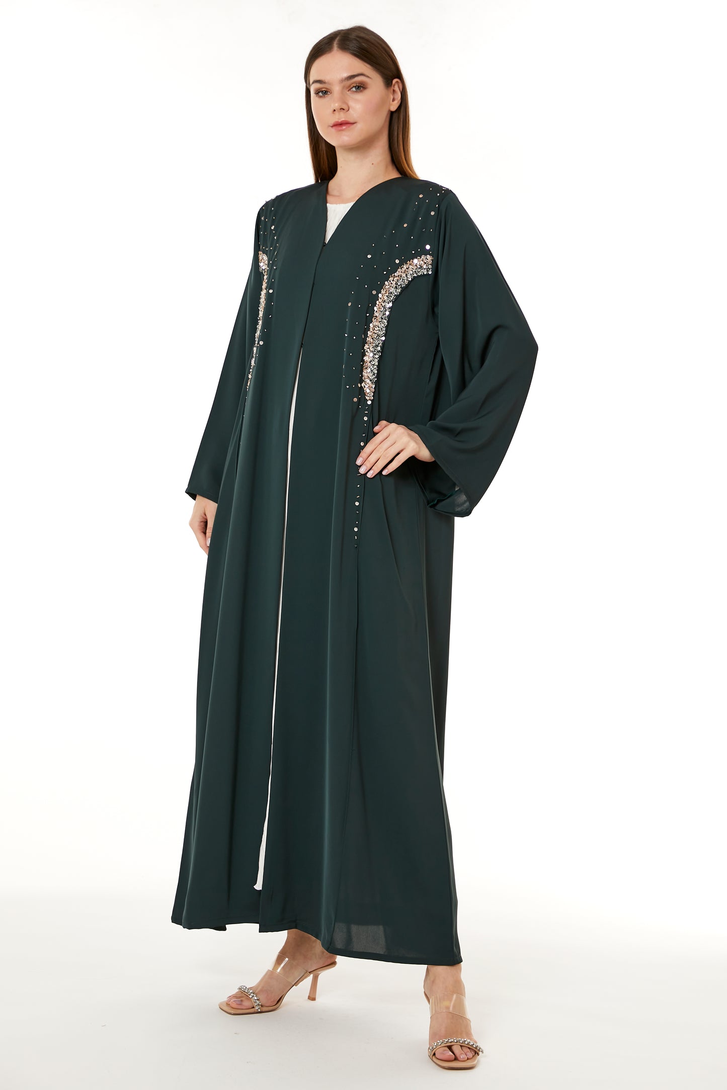 Copy of Dark Green Korean Nida Hand Embellished Abaya (8105227223267)