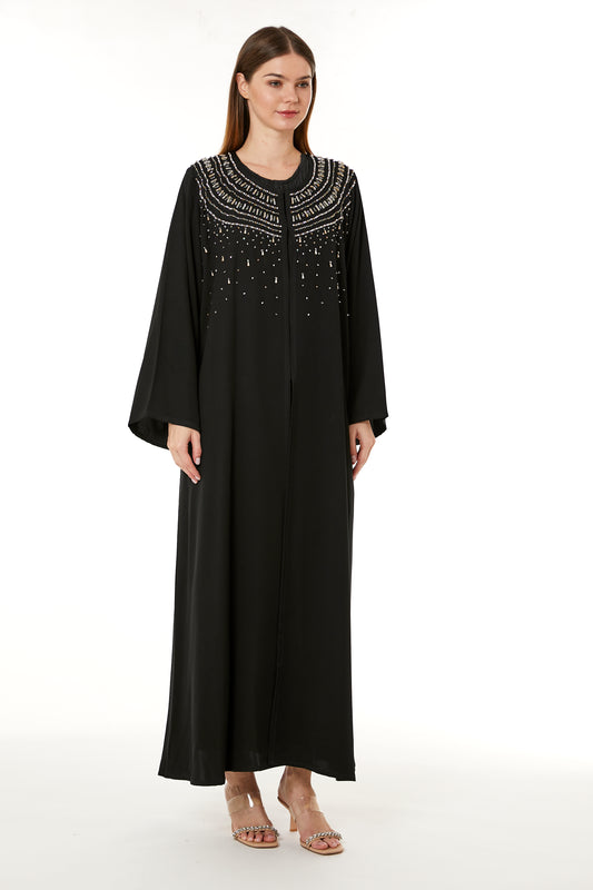 Copy of Brown Korean Nida Hand Embellished Abaya (8105232171235)