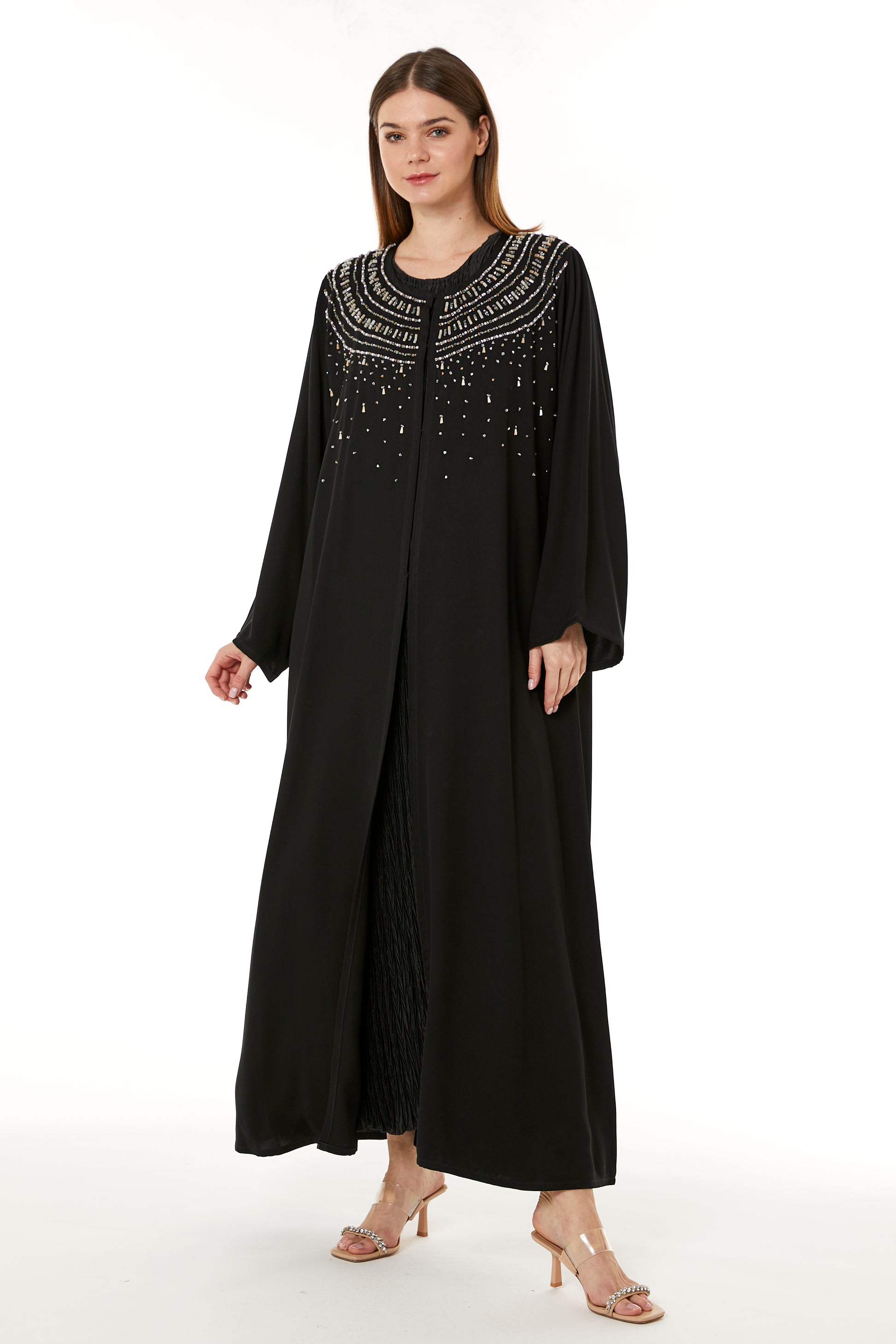 Copy of Brown Korean Nida Hand Embellished Abaya (8105232171235)